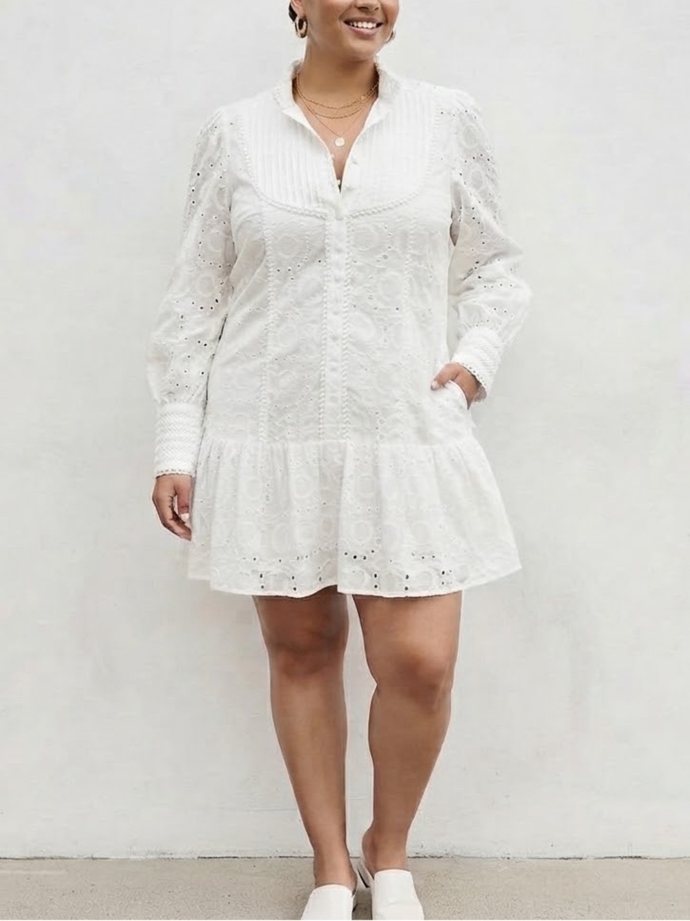 White Eyelet Lace Mini Dress Size XS NWT